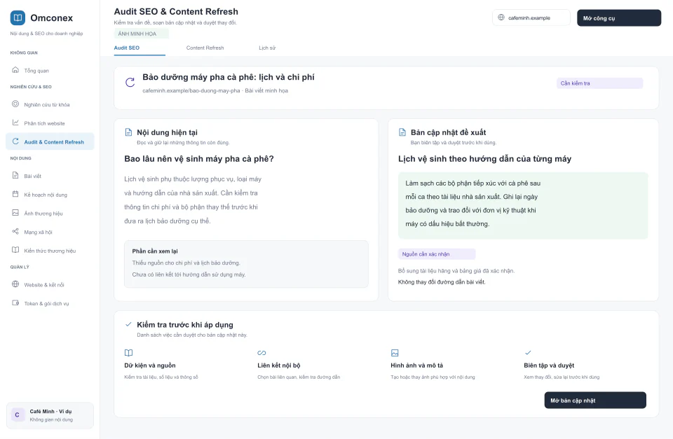 Rà soát bài cũ và duyệt bản Content Refresh